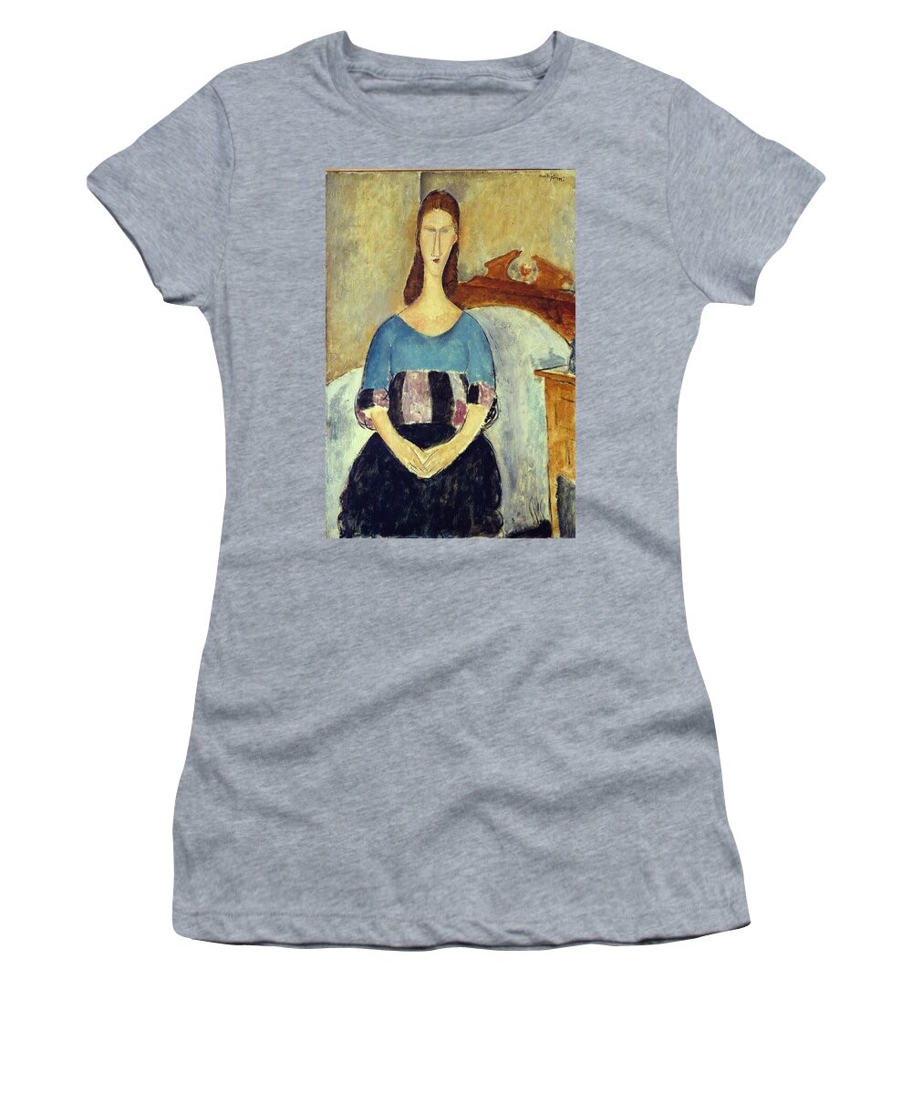 Female Women's T-Shirt featuring the painting Jeanne Hebuterne, 1918 by Amedeo Modigliani