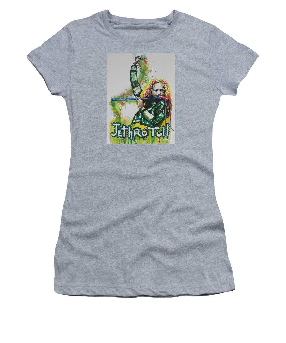 Watercolor Painting Women's T-Shirt featuring the painting Jethro Tull by Chrisann Ellis