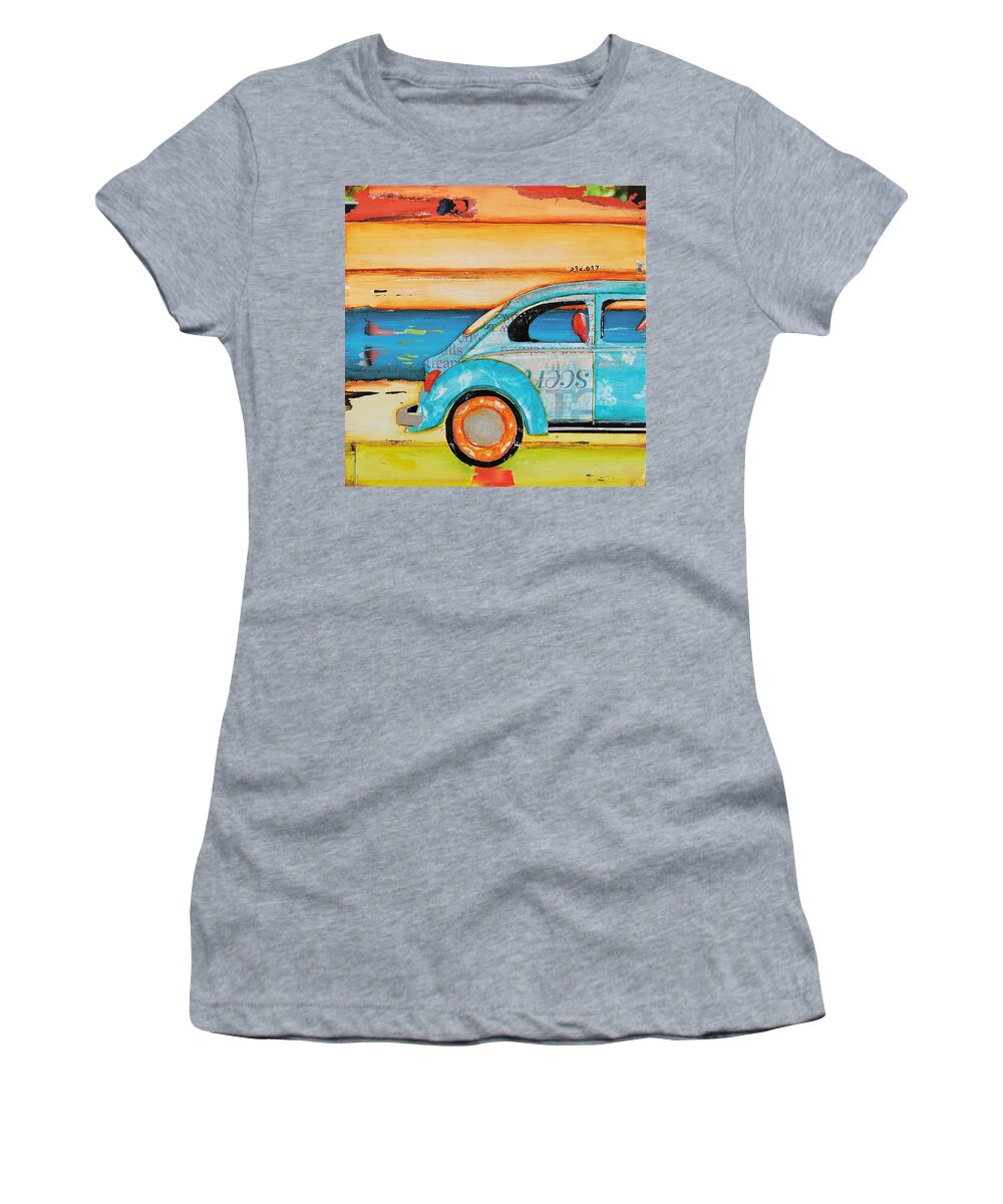Beach Art Women's T-Shirt featuring the mixed media Just Roll with It by Danny Phillips