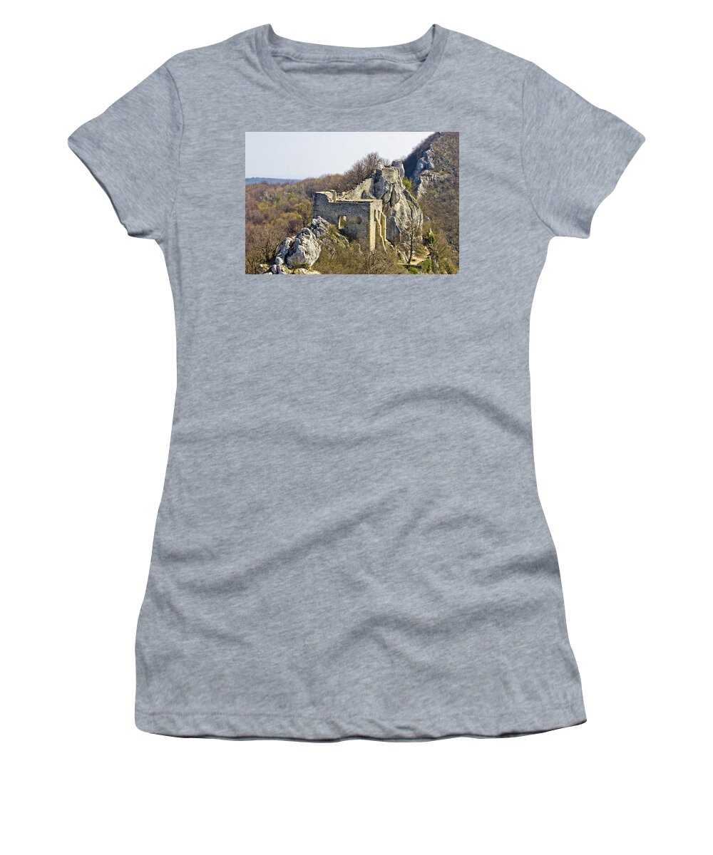 Croatia Women's T-Shirt featuring the photograph Kalnik mountain fortress on cliff by Brch Photography