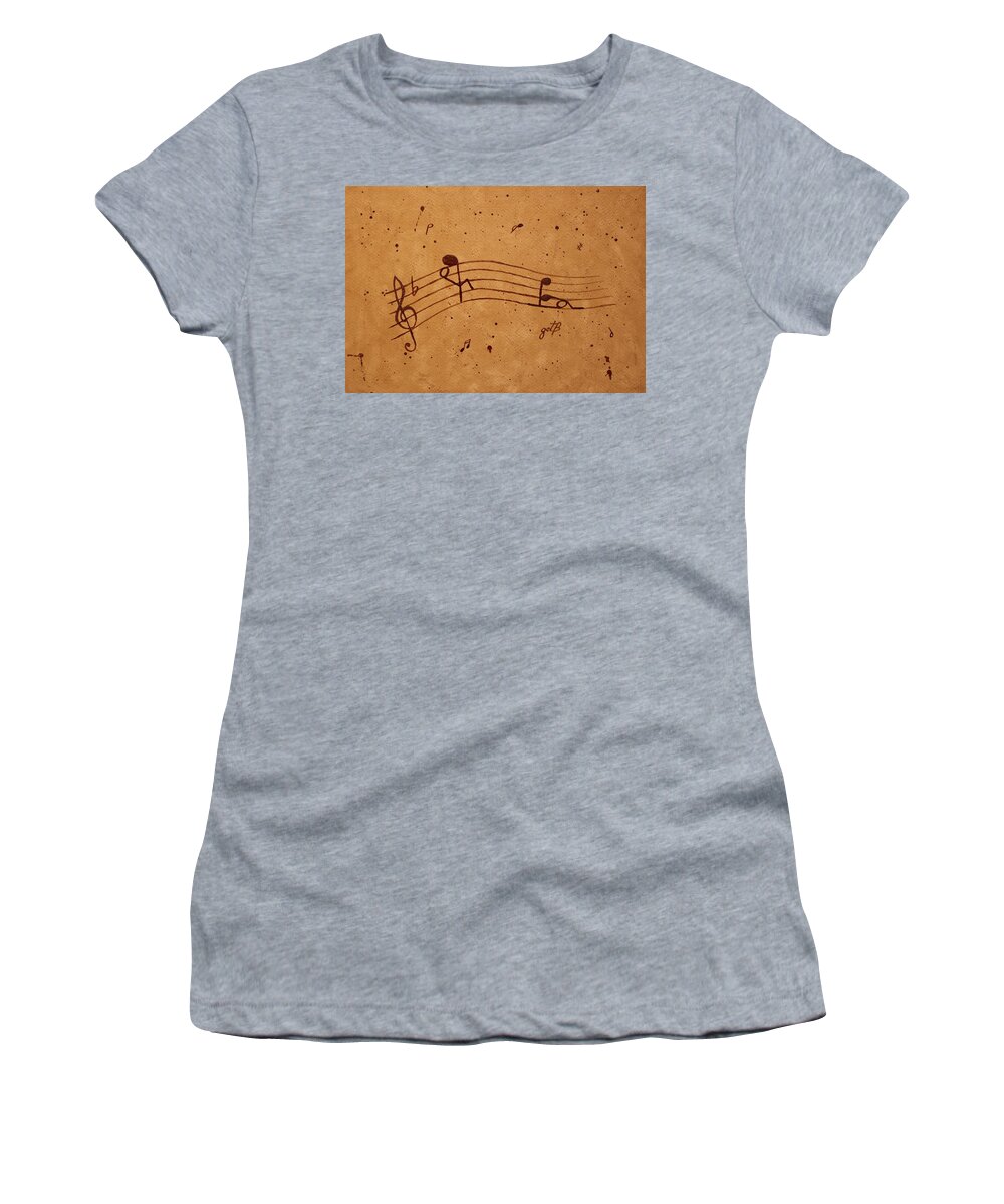 Abstract Music Women's T-Shirt featuring the painting Kamasutra abstract Music 2 coffee painting by Georgeta Blanaru