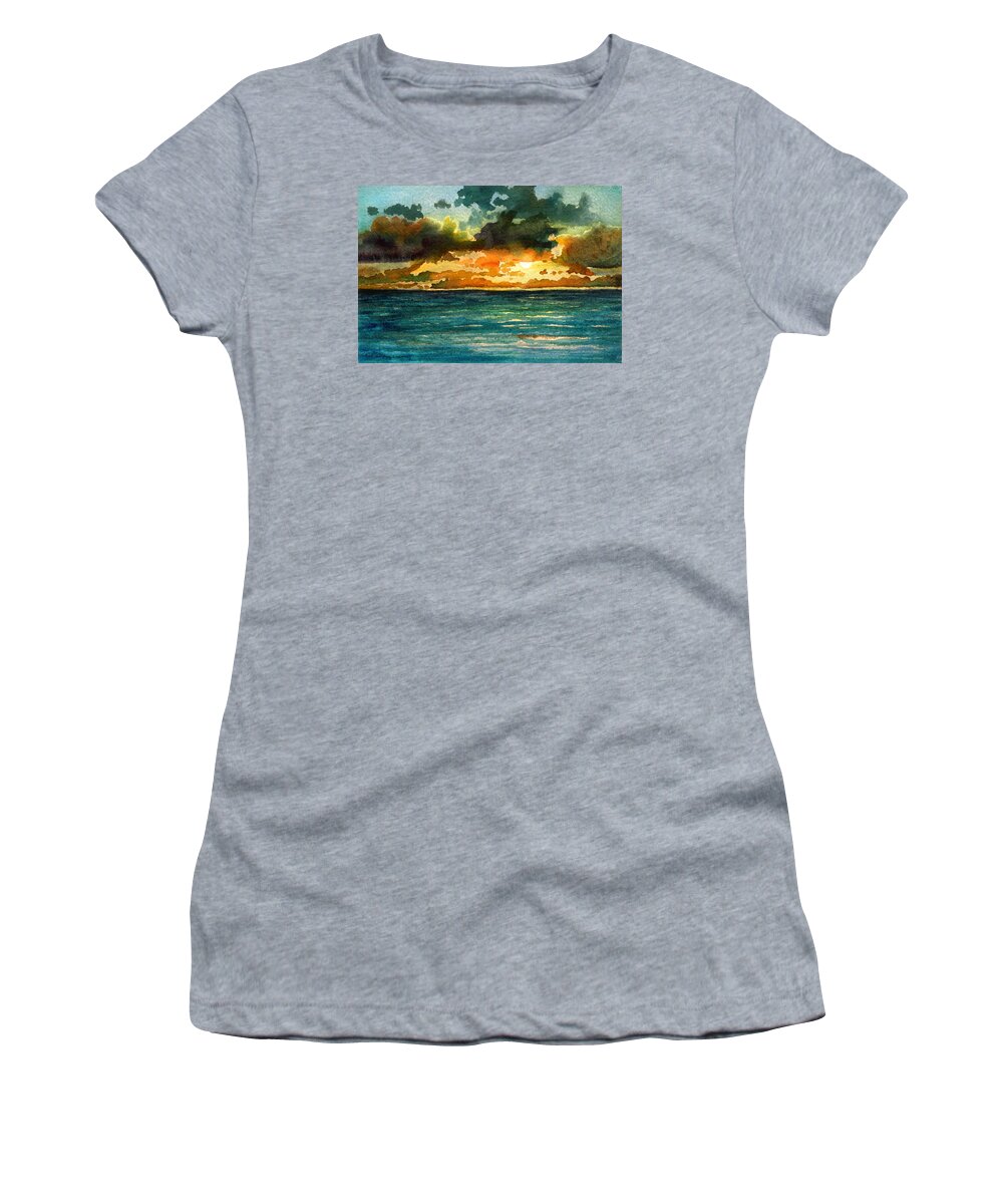 Sunrise Women's T-Shirt featuring the painting Kapaa Sunrise by Lynda Hoffman-Snodgrass