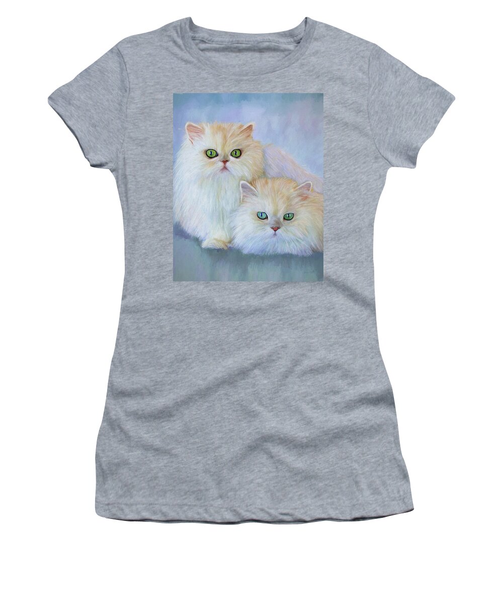 Cat Women's T-Shirt featuring the painting Katrina and Bjorn by David Wagner