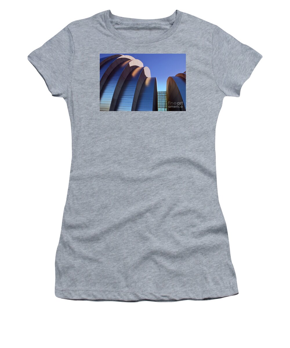 Kauffman Center For The Performing Arts Women's T-Shirt featuring the photograph Kauffman Center Halves in Kansas City by Catherine Sherman