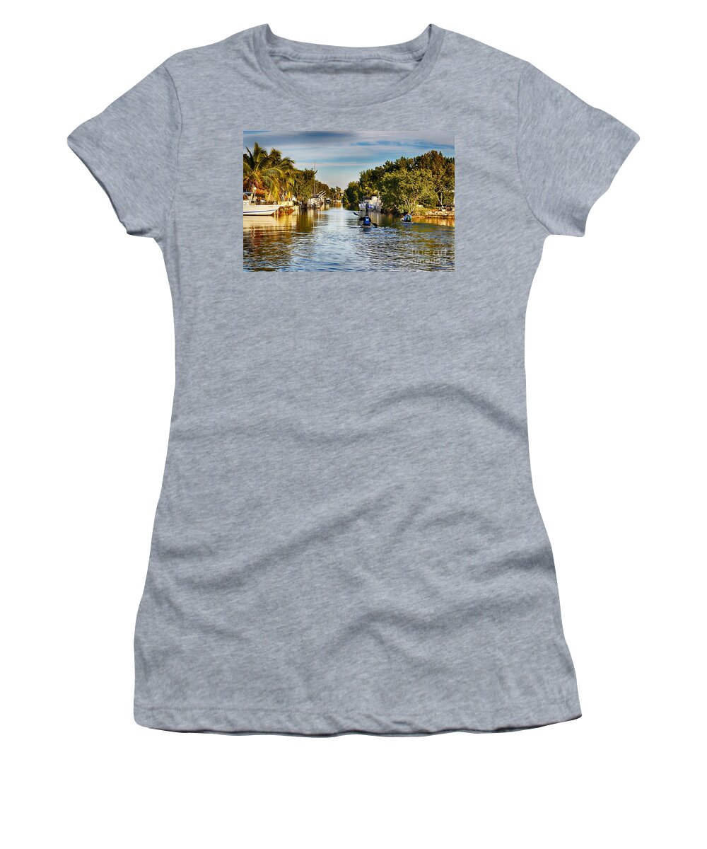 Key Largo Women's T-Shirt featuring the photograph Kayaking the Canals by Chris Thaxter
