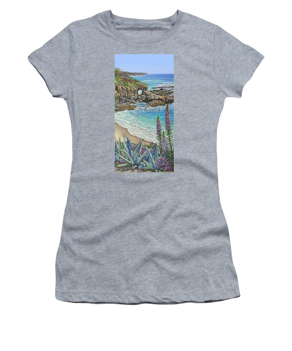 Beach Women's T-Shirt featuring the painting Keyhole Rock Laguna by Jane Girardot