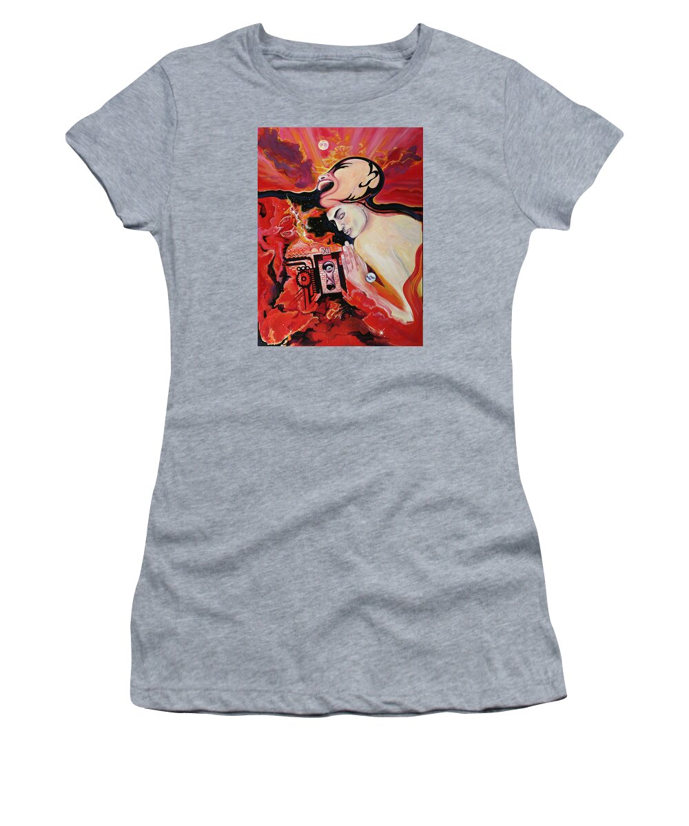 Passion Women's T-Shirt featuring the painting Keyhole by Yelena Tylkina