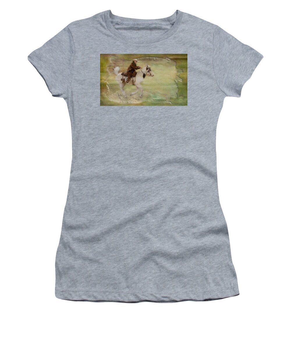 Animals Women's T-Shirt featuring the photograph Kicking Up Some Dirt by Susan Candelario