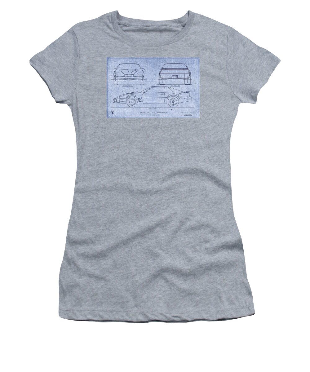 Knight Rider Women's T-Shirt featuring the digital art KITT 2000 Blueprint by Tommy Anderson