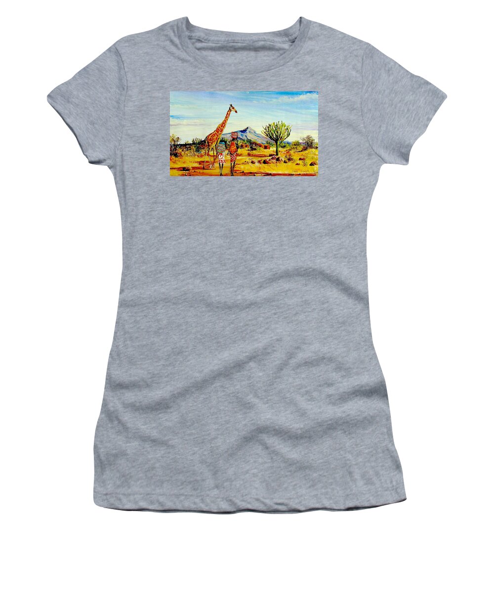 African Paintings Women's T-Shirt featuring the painting L 78 by Albert Lizah