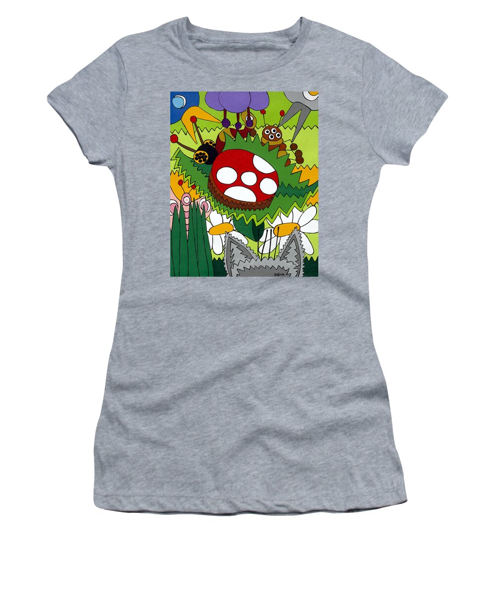 Garden Women's T-Shirt featuring the painting Lady Bug by Rojax Art