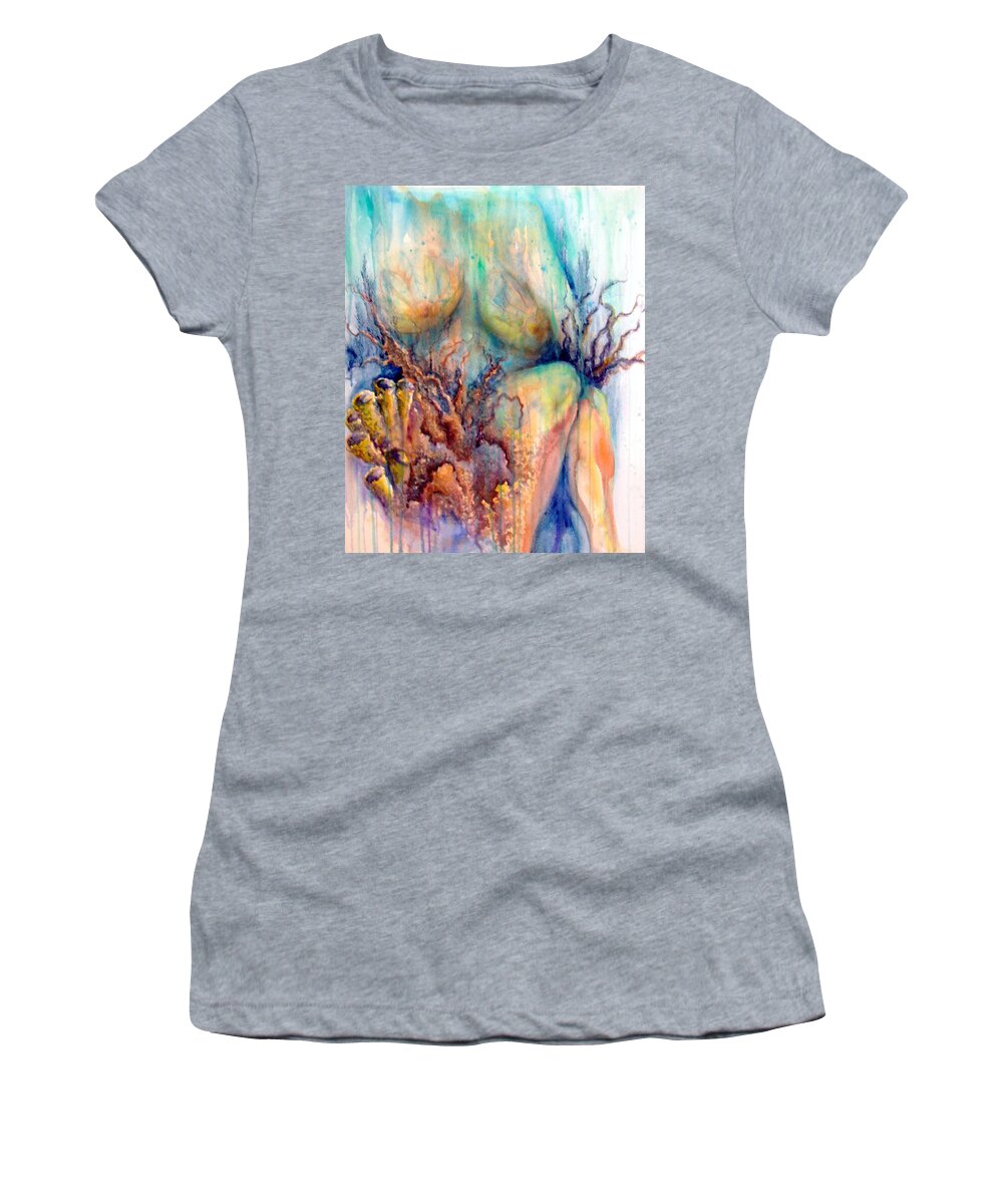 Ocean Women's T-Shirt featuring the painting Lady in the Reef by Ashley Kujan