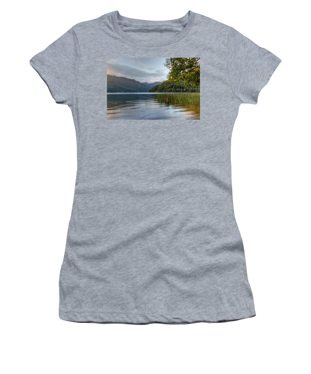 Crescent Women's T-Shirt featuring the photograph Lake Crescent Morning by Heidi Smith