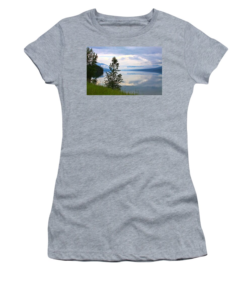 Glacier Women's T-Shirt featuring the photograph Lake McDonald Reflections by Karon Melillo DeVega