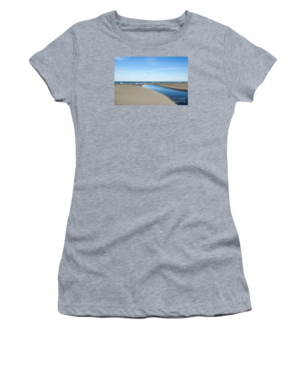 Lake Michigan Women's T-Shirt featuring the photograph Lake Michigan Waterway by Verana Stark