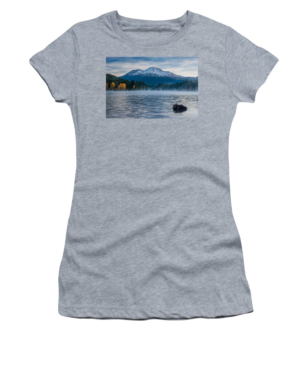 Mount Shasta Women's T-Shirt featuring the photograph Lake Siskiyou Morning by Greg Nyquist