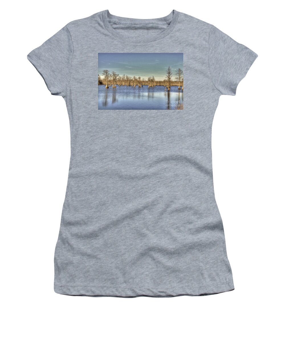Lake Women's T-Shirt featuring the photograph Lake with Trees by Jonathan Harper