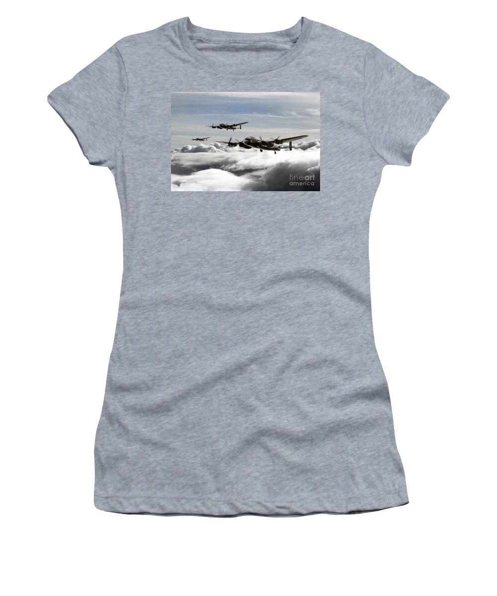 Lancaster Bomber Women's T-Shirt featuring the digital art Lancaster Squadron by Airpower Art