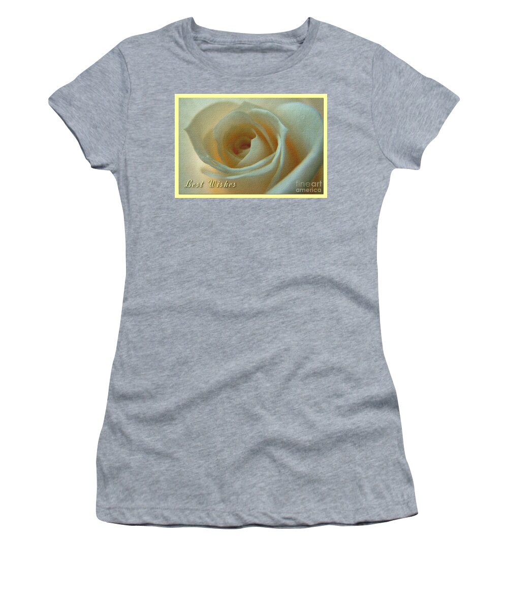 Ivory Roses Women's T-Shirt featuring the photograph Large Ivory Rose Greeting by Joan-Violet Stretch