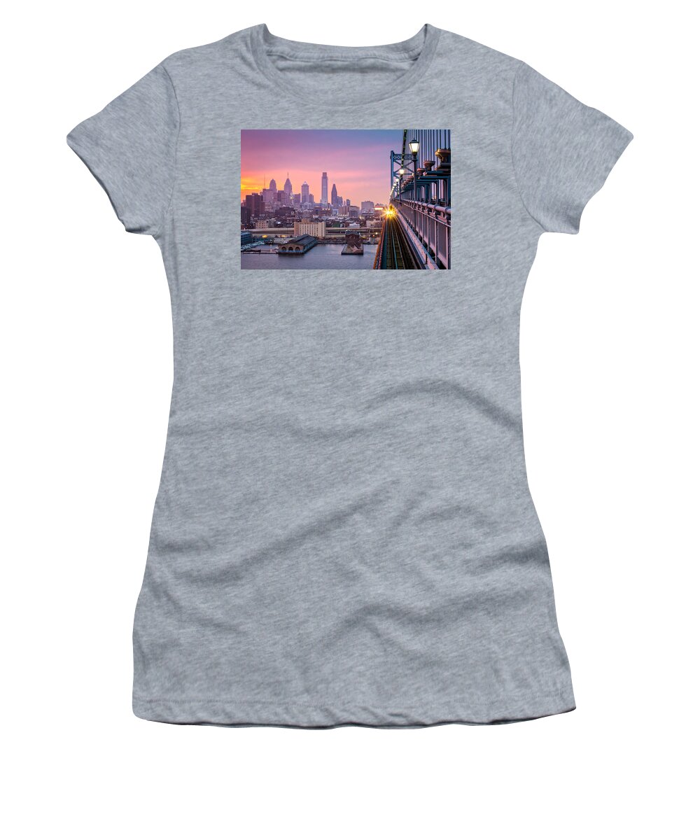 Ben Franklin Women's T-Shirt featuring the photograph Leaving Philadelphia by Mihai Andritoiu