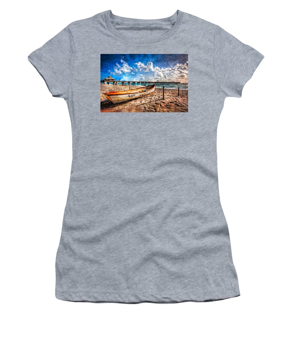 Boats Women's T-Shirt featuring the photograph Lifeguard Boat by Debra and Dave Vanderlaan