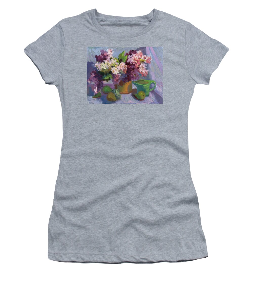 Lilacs And Pears Women's T-Shirt featuring the painting Lilacs and Pears by Diane McClary