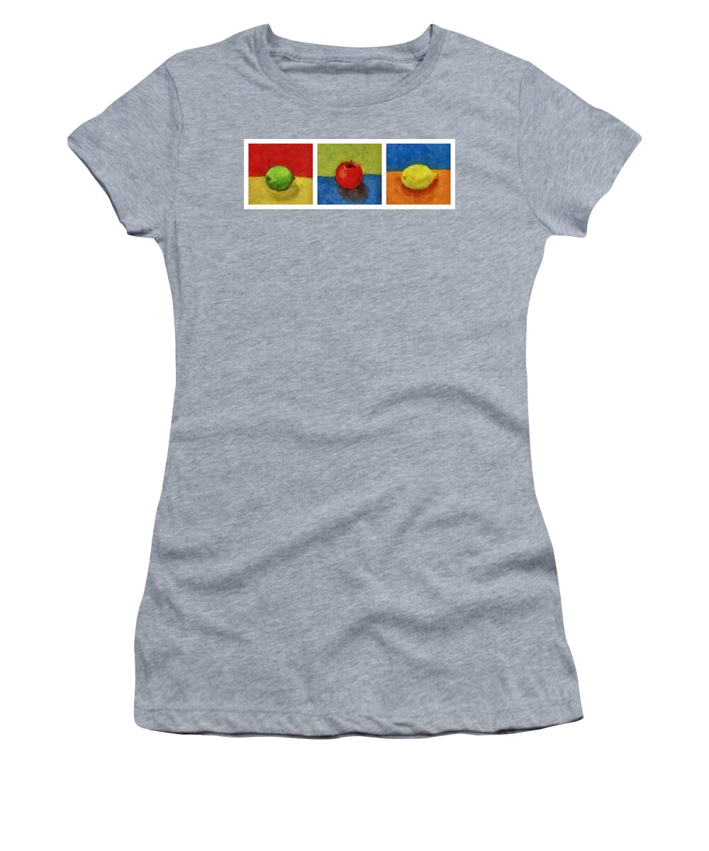 Lime Women's T-Shirt featuring the painting Lime Apple Lemon by Michelle Calkins