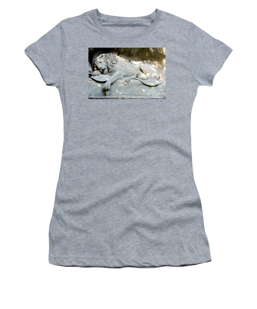 Europe Women's T-Shirt featuring the photograph Lion Monument in Lucerne Switzerland by Marilyn Burton