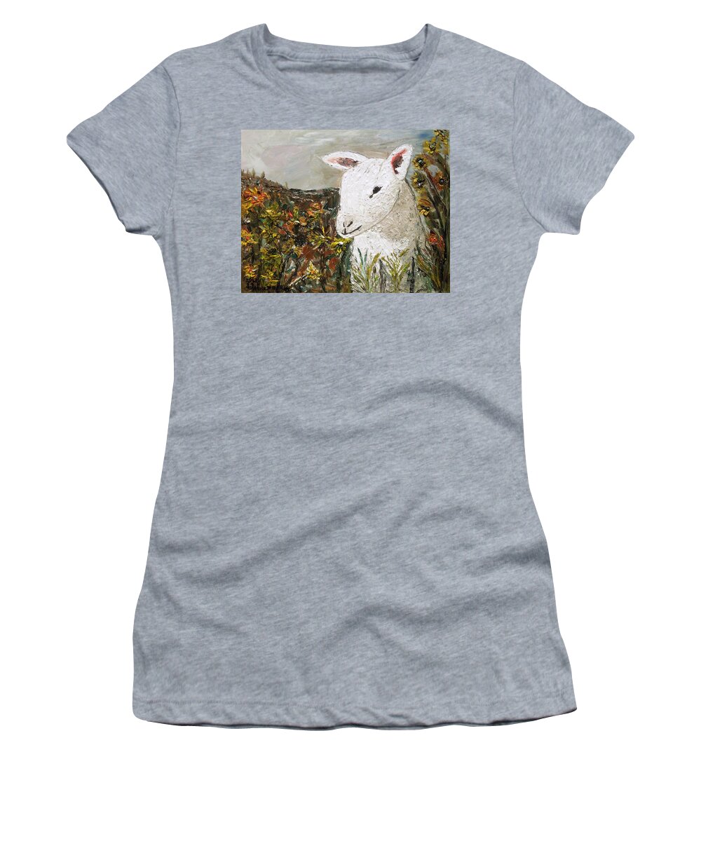 Lamb Women's T-Shirt featuring the painting Little Lamb by Randolph Gatling