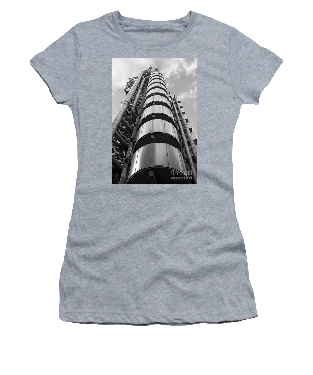  Uk England Mono Black White And Chelsea Lloyds Building London Women's T-Shirt featuring the photograph Lloyds Building London by Julia Gavin