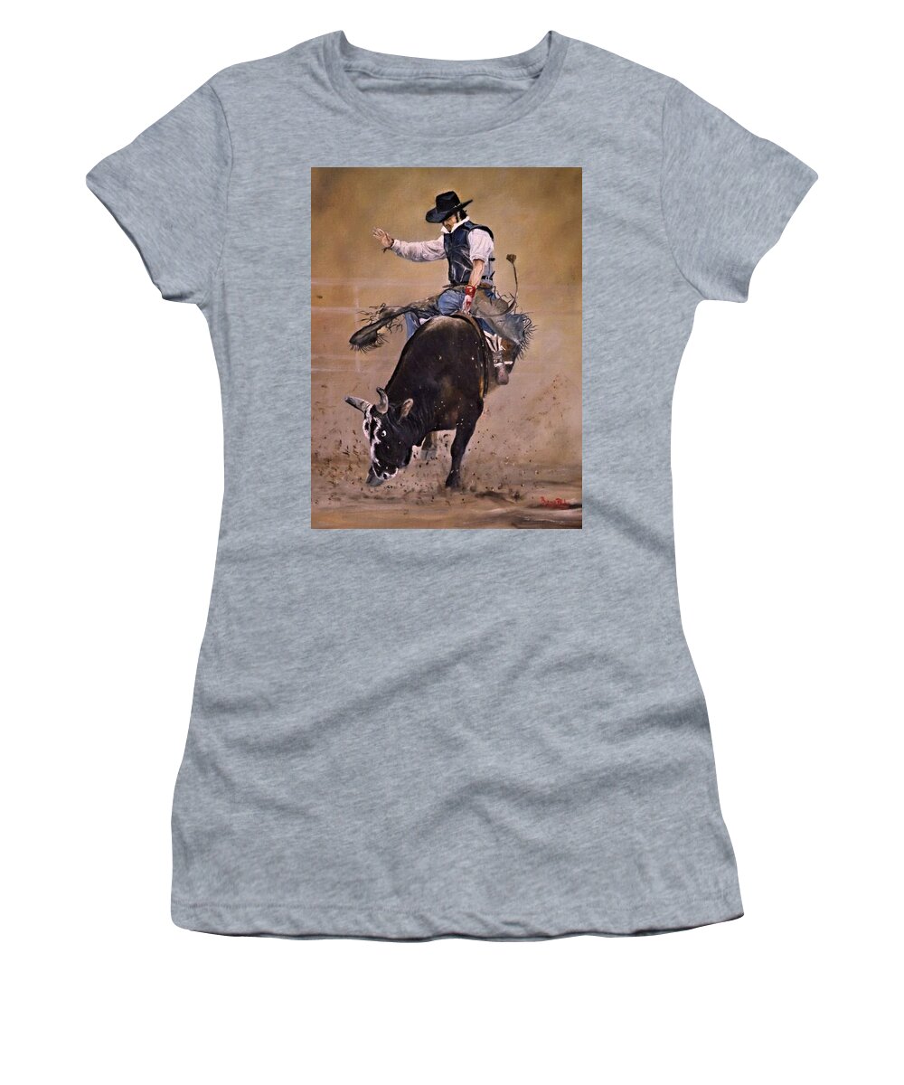 Western Women's T-Shirt featuring the painting Load Of Bull by Barry BLAKE