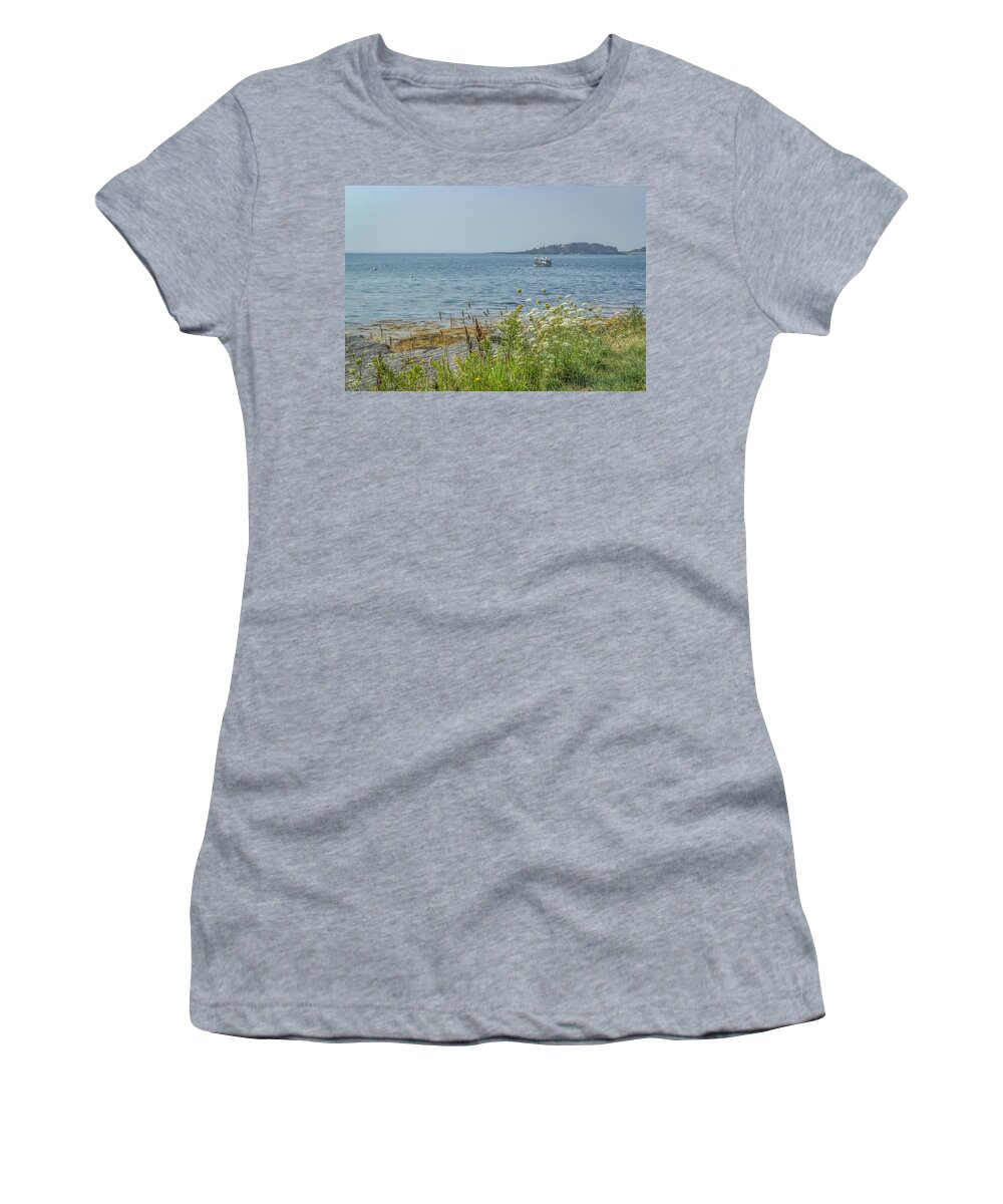 Maine Women's T-Shirt featuring the photograph Lobster boat at rest by Jane Luxton