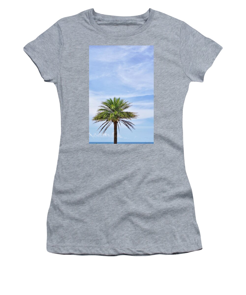 Palm Women's T-Shirt featuring the photograph Lone Palm at the Beach by Jean Goodwin Brooks
