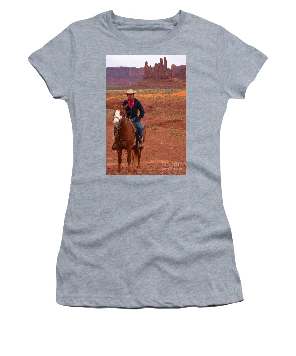 Red Soil Women's T-Shirt featuring the photograph Lone Rider by Jim Garrison