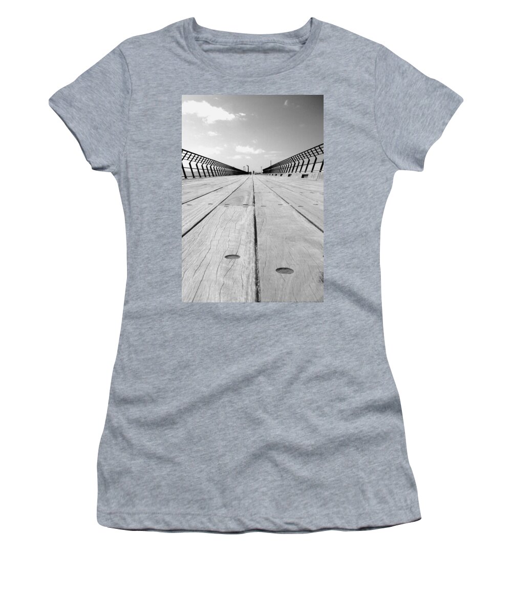 Pier Women's T-Shirt featuring the photograph Lonely Vanishing Point by Anthony Davey