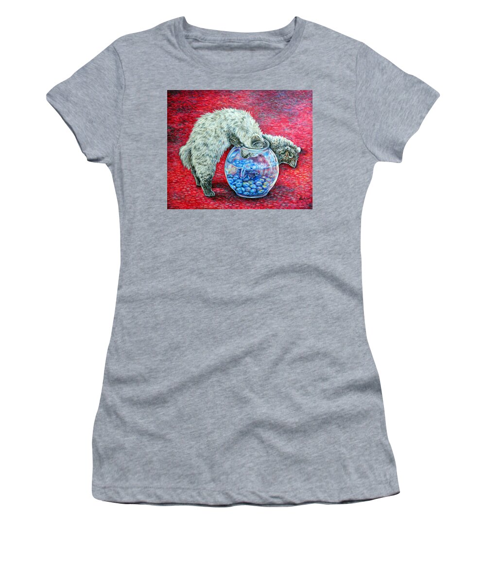 Animal Women's T-Shirt featuring the painting Lookin For Some Betta Kissin by Gail Butler