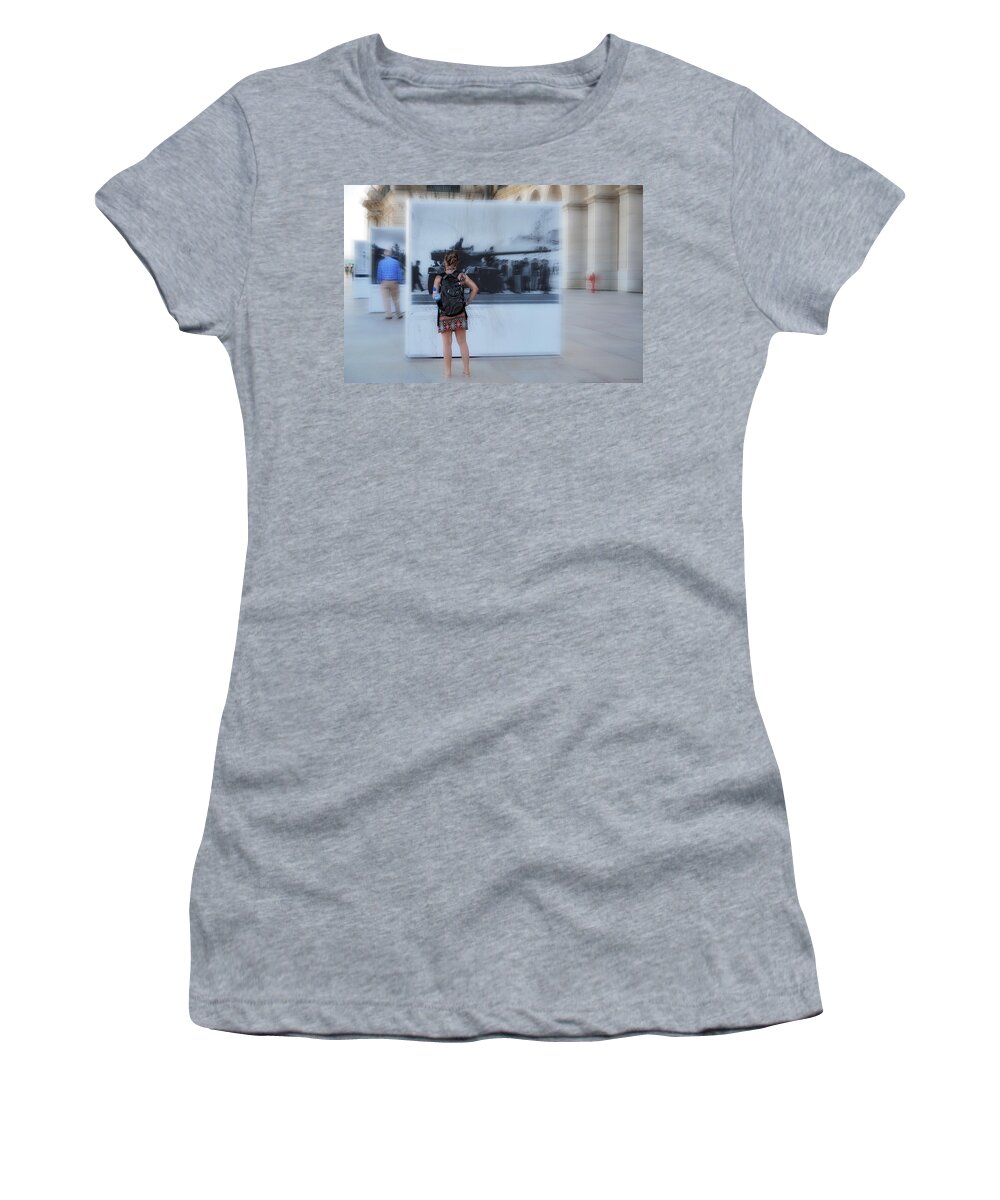 Looking Back In Time - Lisbon Women's T-Shirt featuring the photograph Looking Back in TIme - Lisbon by Mary Machare