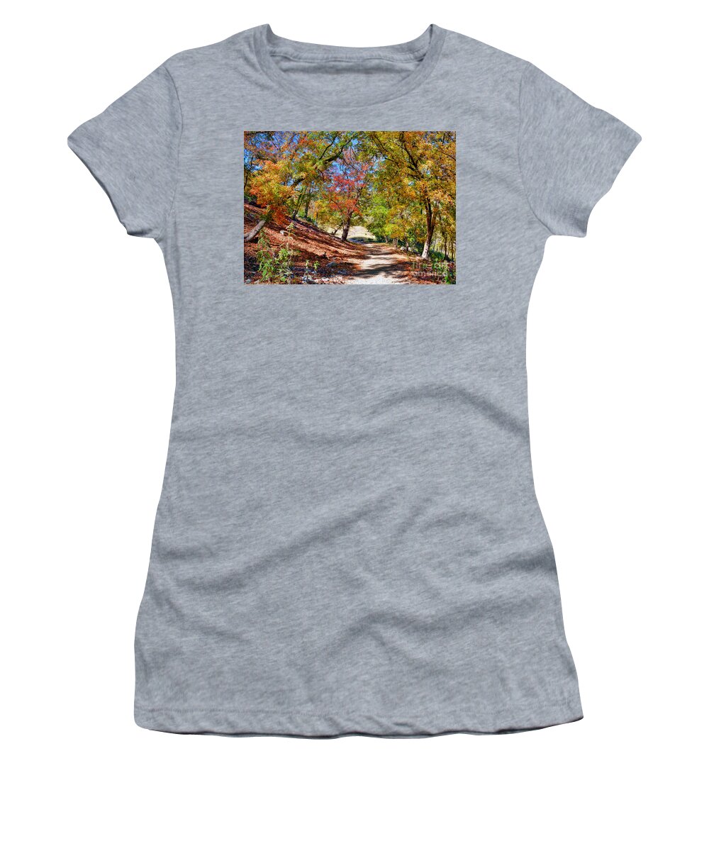 Walking Trail Women's T-Shirt featuring the photograph Lost Maples by Savannah Gibbs
