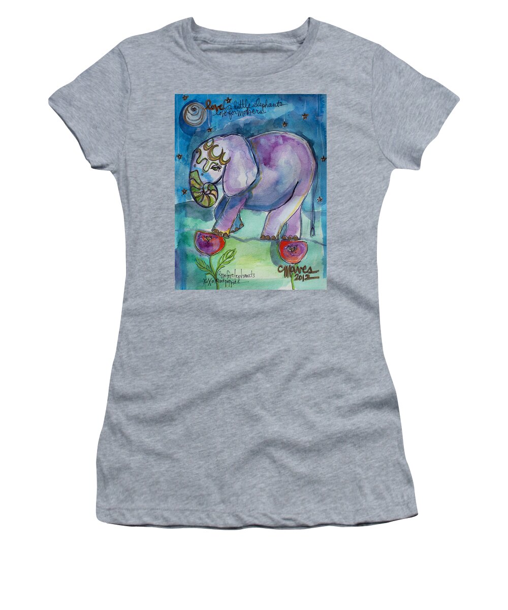 Elephant Women's T-Shirt featuring the painting Lovely Little Elephant2 by Laurie Maves ART