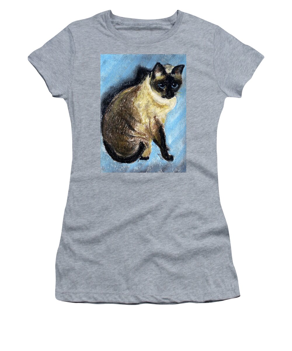 Siamese Cat Women's T-Shirt featuring the pastel Lovey by Jamie Frier