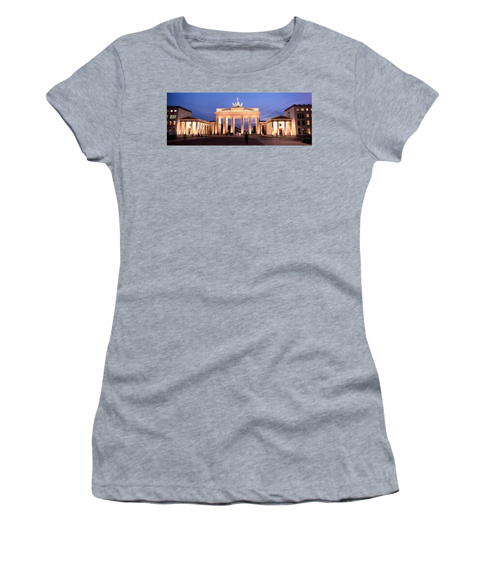 Photography Women's T-Shirt featuring the photograph Low Angle View Of A Gate Lit by Panoramic Images