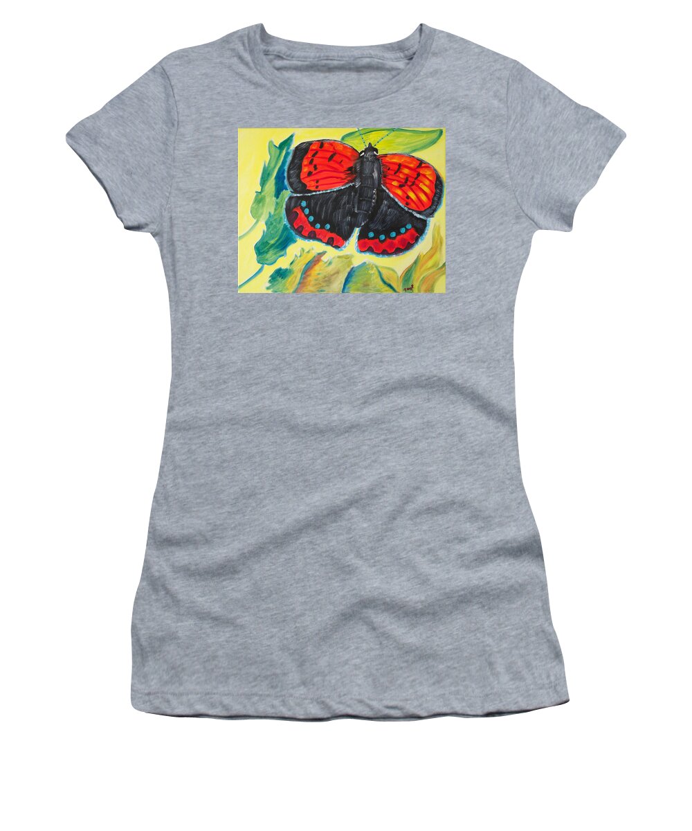 Butterfly Women's T-Shirt featuring the painting Luminous by Meryl Goudey