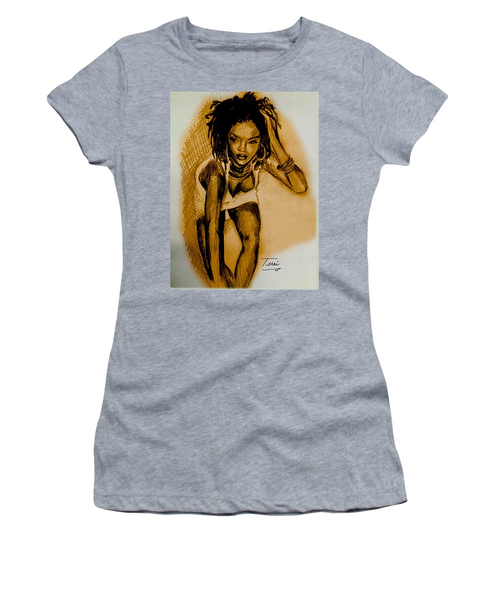 Lauryn Women's T-Shirt featuring the drawing Lyricist by Terri Meredith