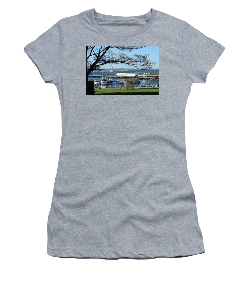 Mackinac Island Women's T-Shirt featuring the photograph Mackinac Island Harbor by Keith Stokes