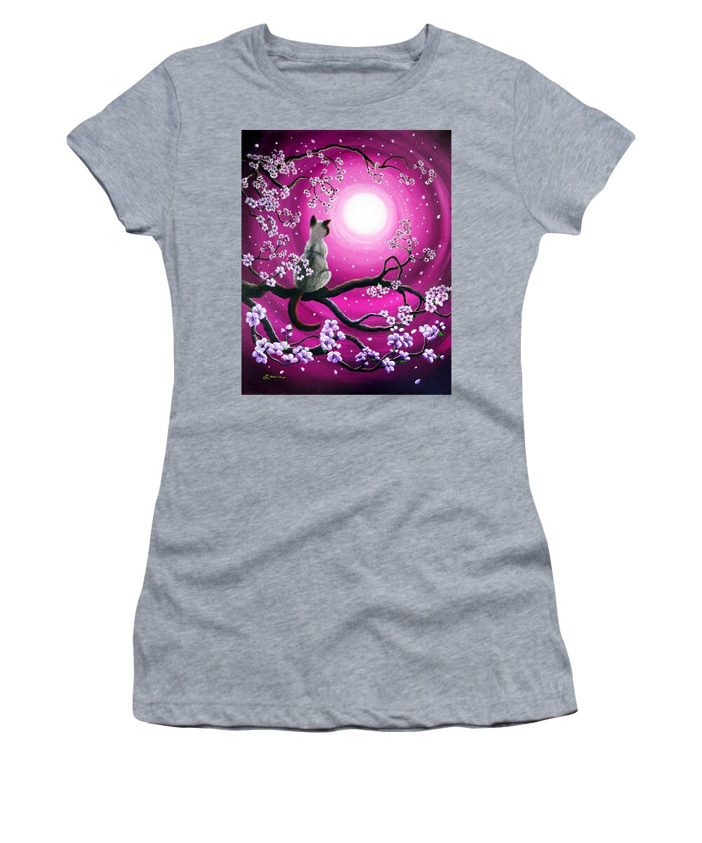 Japanese Women's T-Shirt featuring the painting Magenta Morning Sakura by Laura Iverson