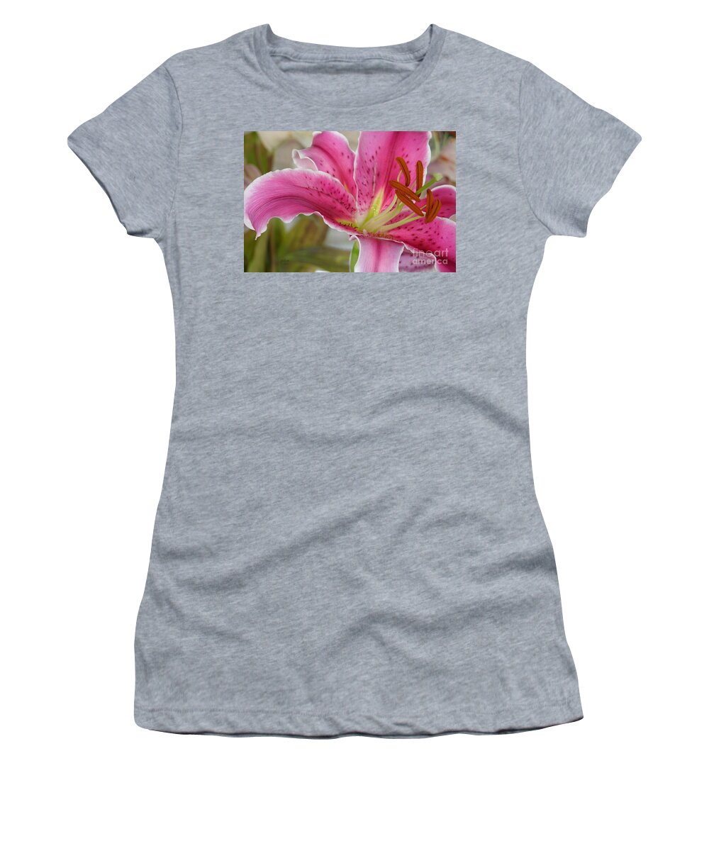 Magenta Tiger Lily Women's T-Shirt featuring the photograph Magenta Tiger Lily by Julianne Felton