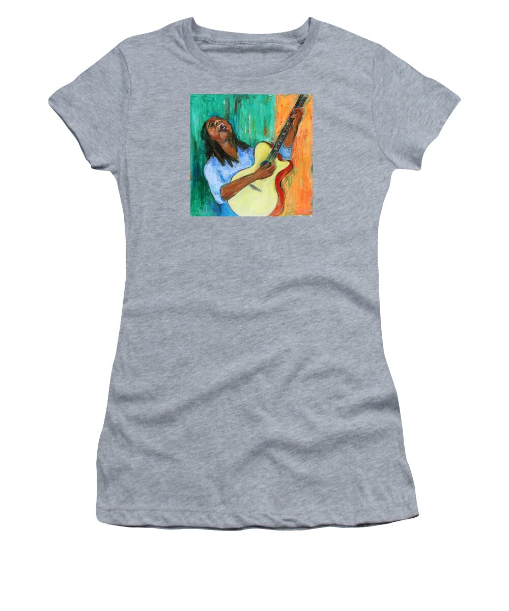 Figurative Women's T-Shirt featuring the painting Main Stage I by Xueling Zou