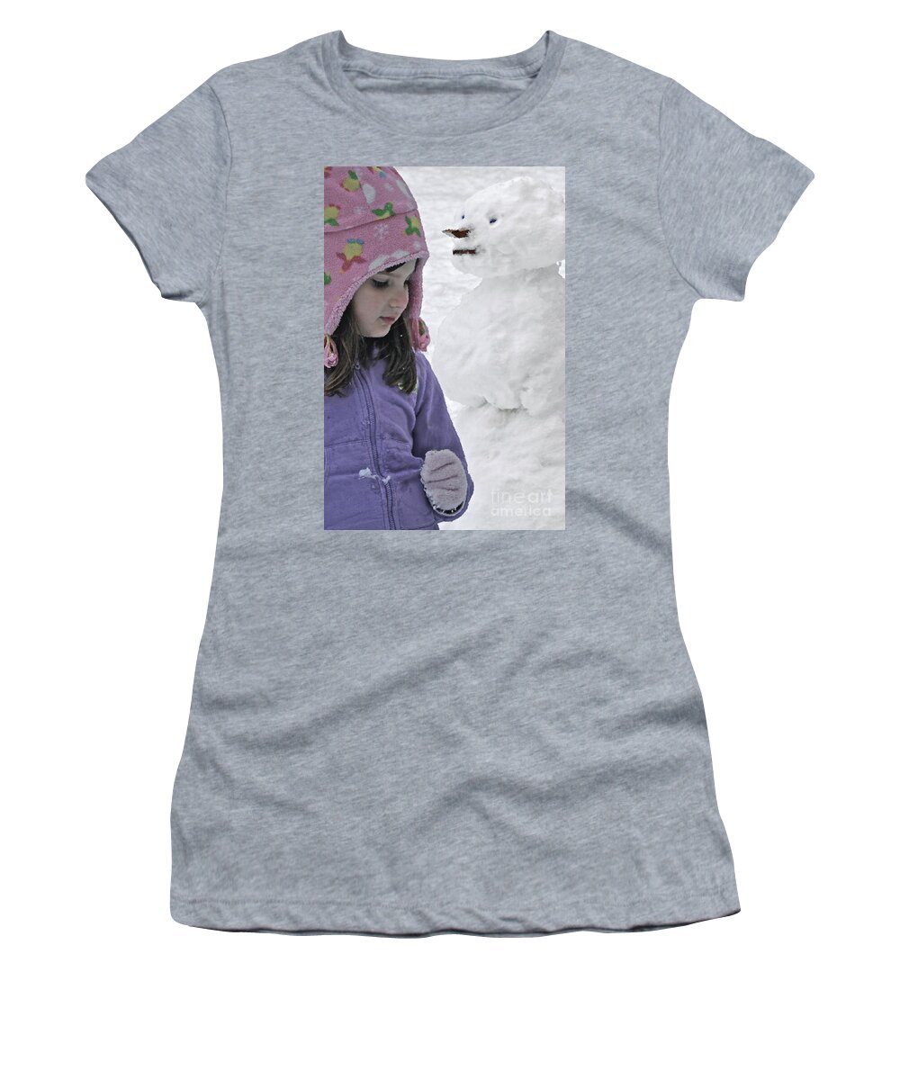 Snow Women's T-Shirt featuring the photograph Making Friends by Gwyn Newcombe