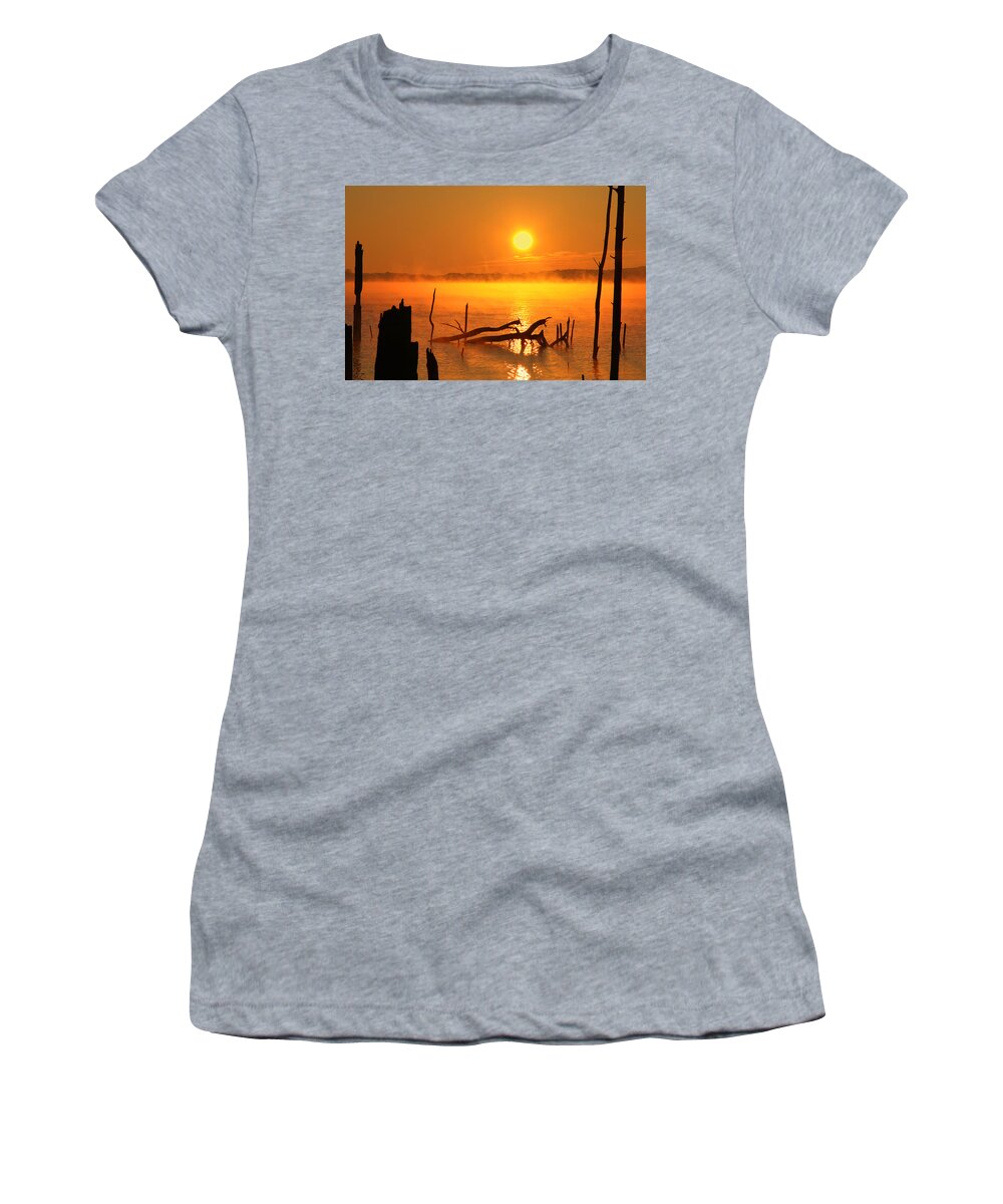 Sunrise Women's T-Shirt featuring the photograph Mantis Sunrise by Roger Becker