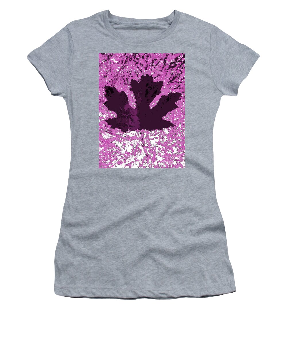 Maple Leaf Women's T-Shirt featuring the digital art Maple Leaf purple pop poster hues by Vintage Collectables